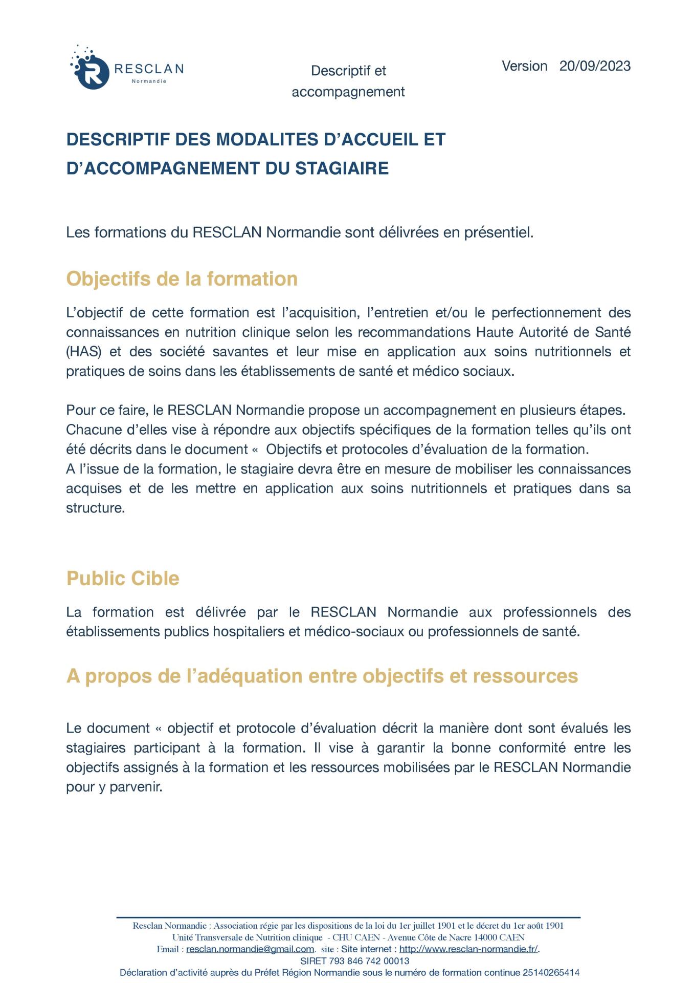 Descriptif des modalites d accueil et d accompagnement du stagiaire page 001